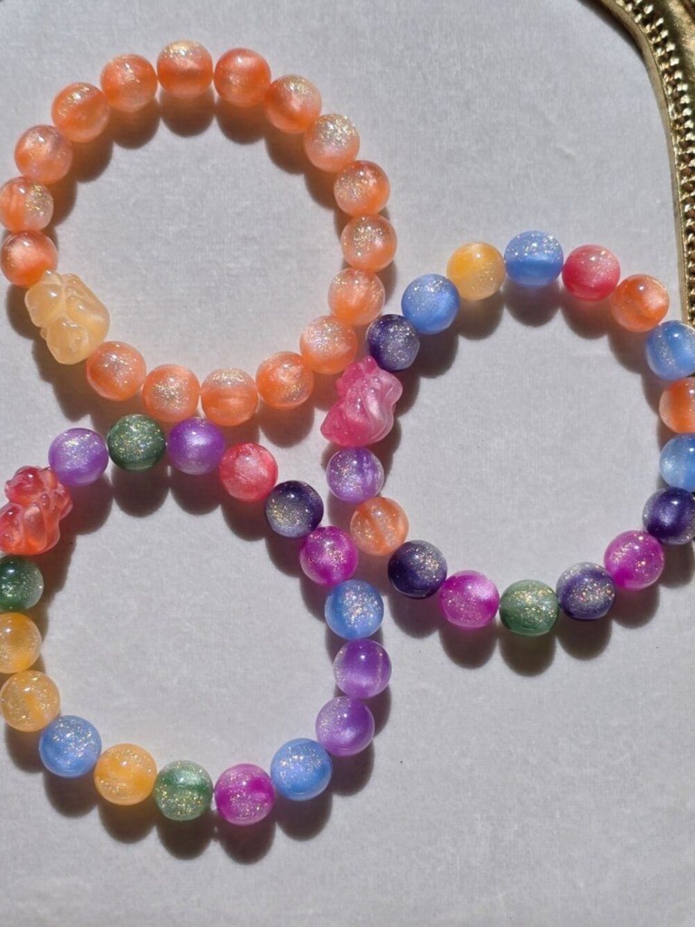 Handmade ✦ UV Reactive Color‑Changing Bracelet ✦ Nine‑Tail Fox Accent 10mm NWT - Picture 4 of 16